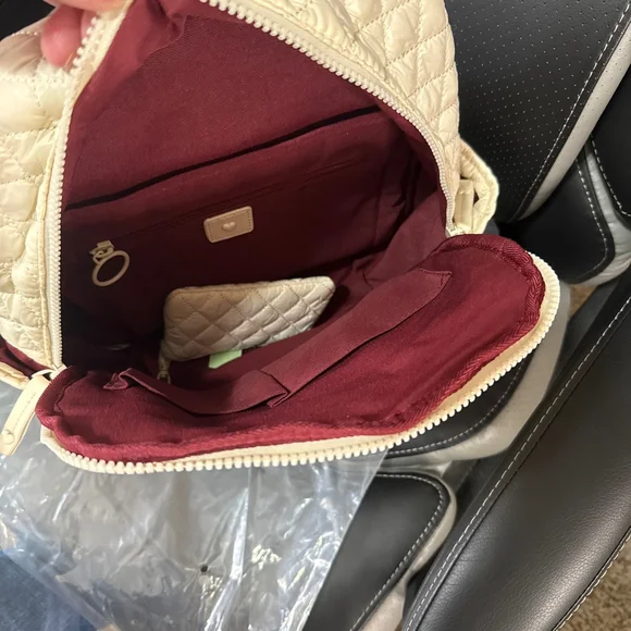 Heartlove by Charo Off-White Quilted Backpack with Adjustable Straps - Picture 6 of 10